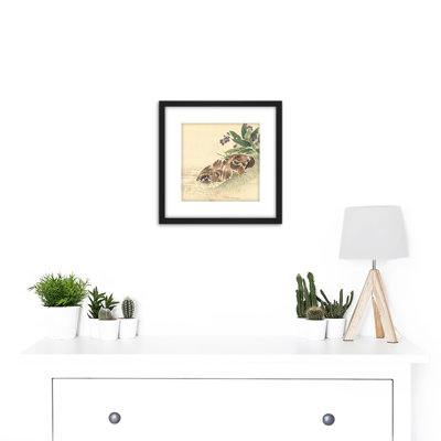Bathing Tree Sparrow Japanese Woodblock by Kono Bairei - Single Picture Frame Print