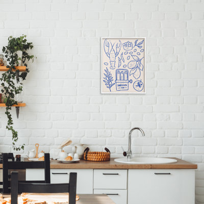 Giclée encadrée de fruits de mer et d'herbes, design par Camila Juncos