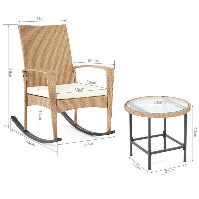 Outdoor Rocking Chair, Balcony Rocking Chair, Removable Seat Cushion, Rattan Rocking Chair, Comfortable Lounge Chair, With Armrests, Upholstered, Lunch Break Chair, Suitable For Garden, Courtyard, Balcony