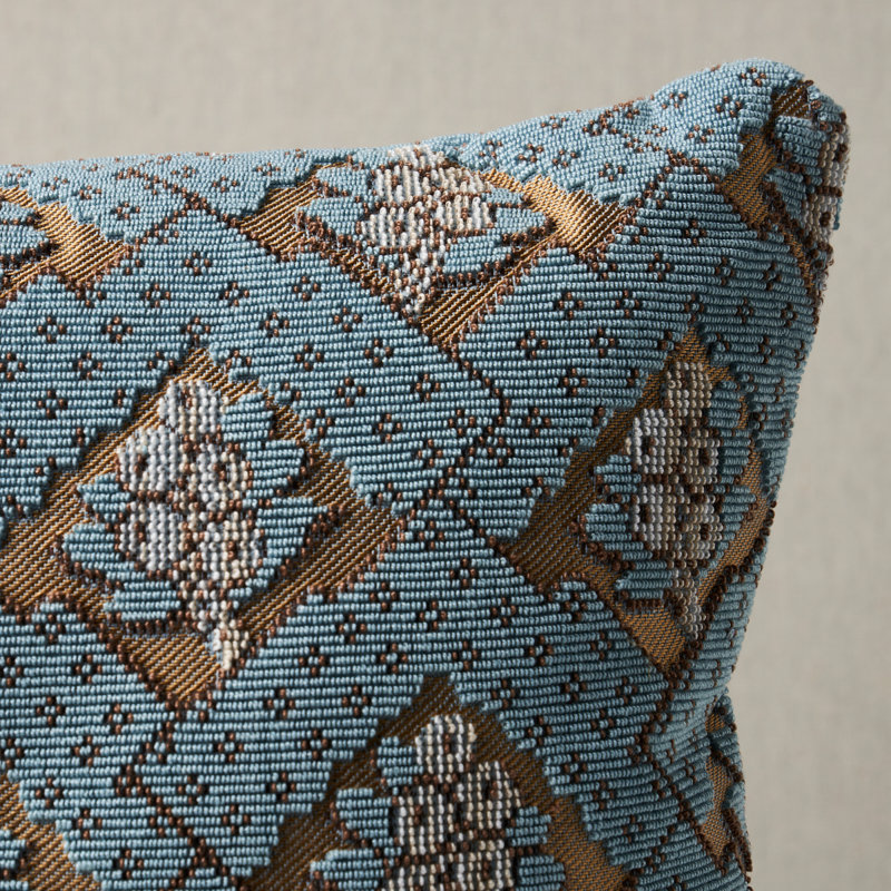 Coussin Blair Épinglé, Bleu géométrique, H 18 po x l 18 po