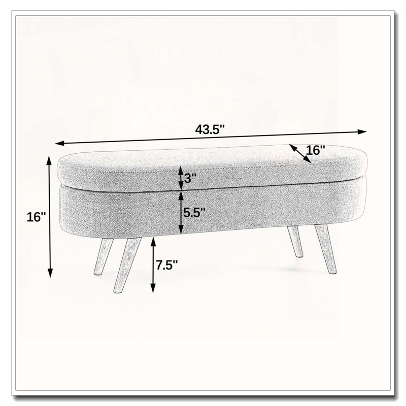 Banc de rangement repose-pieds ovale, Brun