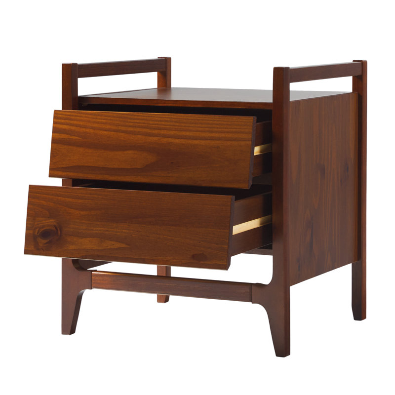 Aundrea 2-Drawer Solid Wood Nightstand, Walnut