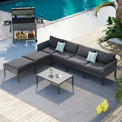 Canapé modulaire d'extérieur en métal avec coussins extra épais de 5,9 po GO