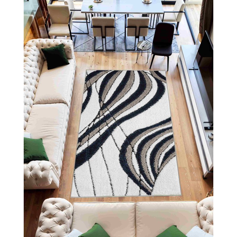 Tapis géométrique abstrait moderne pour la chambre à coucher 6418, Rectangle 5 pi 3 po x 7 pi 7 po