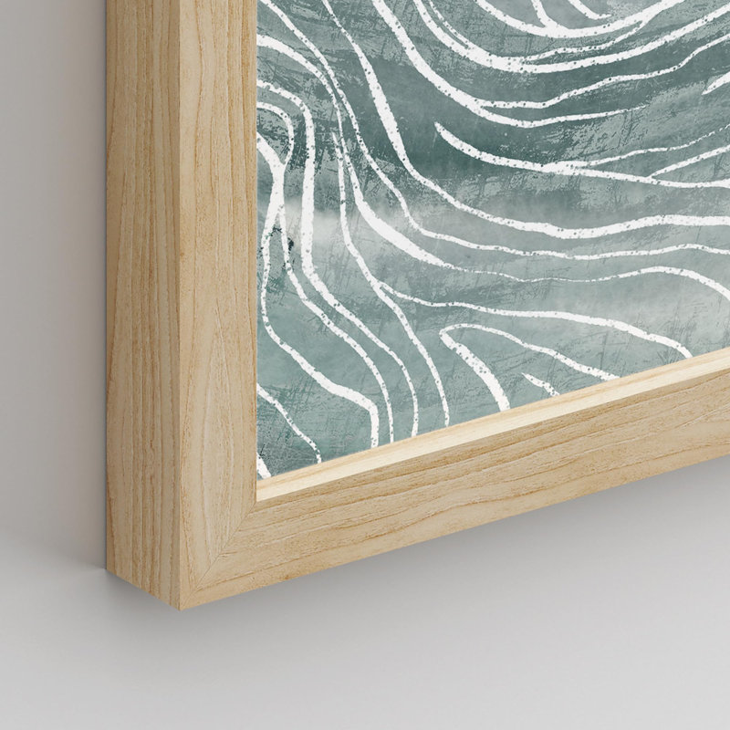 " Bathroom Decor Pastel Teal Gray Minimal Landscape " 4 - Pieces, Natural, 16" H x 12" W