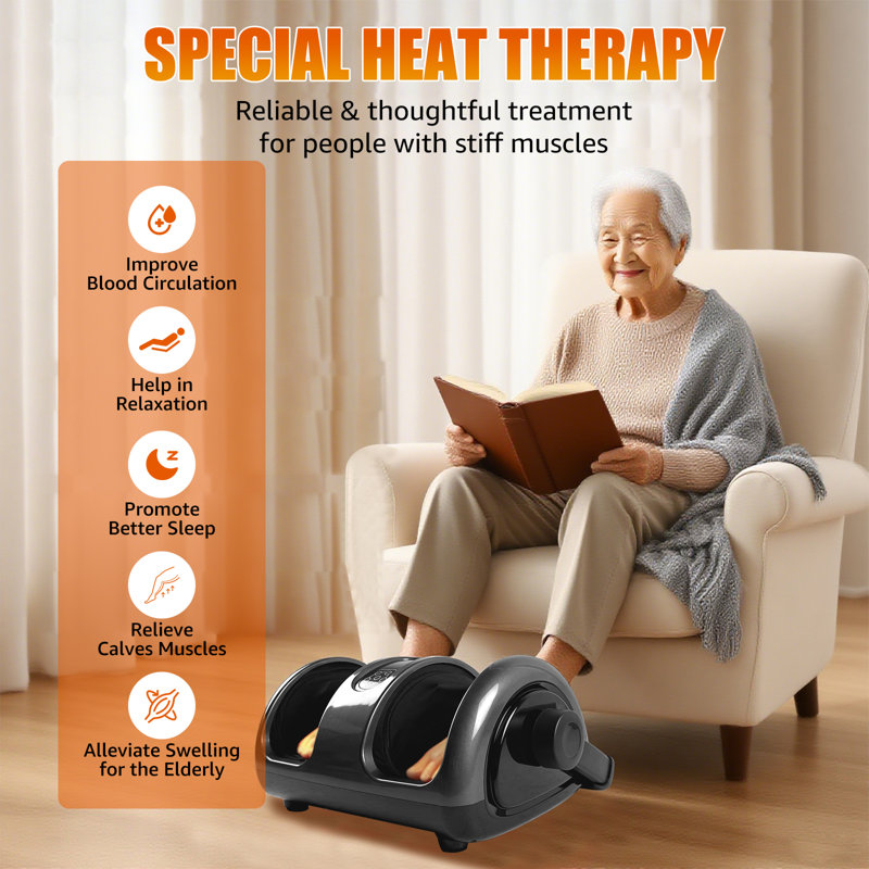 Foot Massager - Pain Relief Circulation W/heat | Remote Control Compact