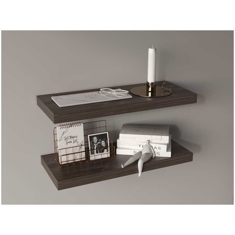 Tablettes flottantes, Sienna, 2 tablettes, H 1,50 po, Terre de Sienne