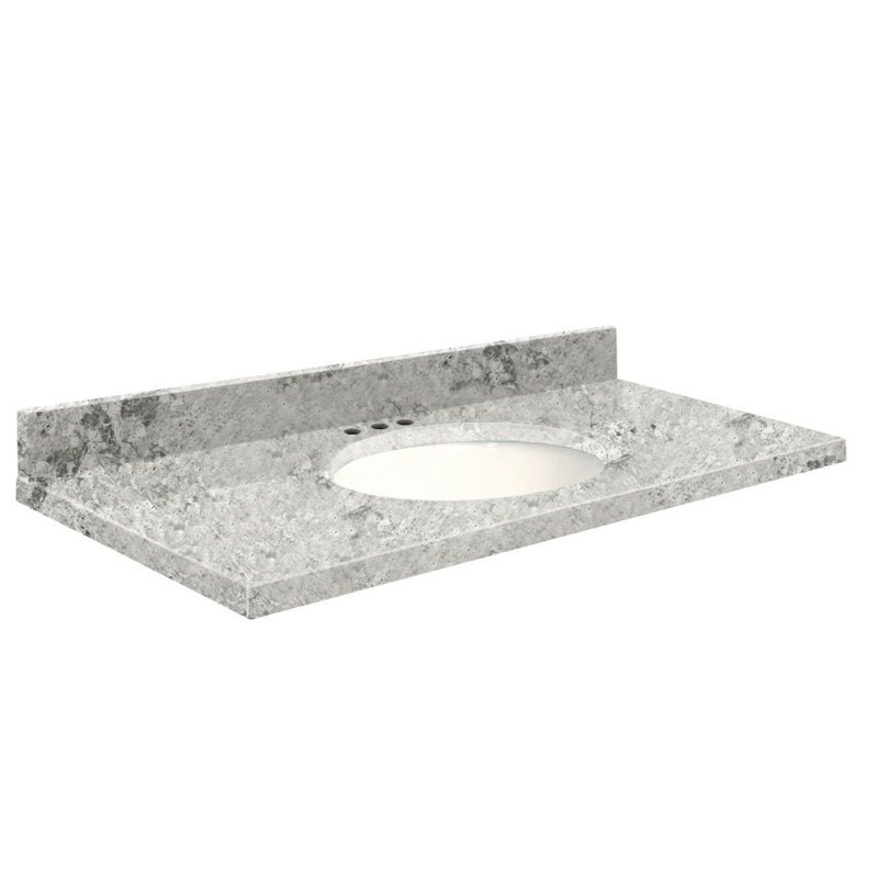 Dessus de salle de bain simple 25 po meuble-lavabo, Biscuit, Gris urbain, Centré de 8 pouces