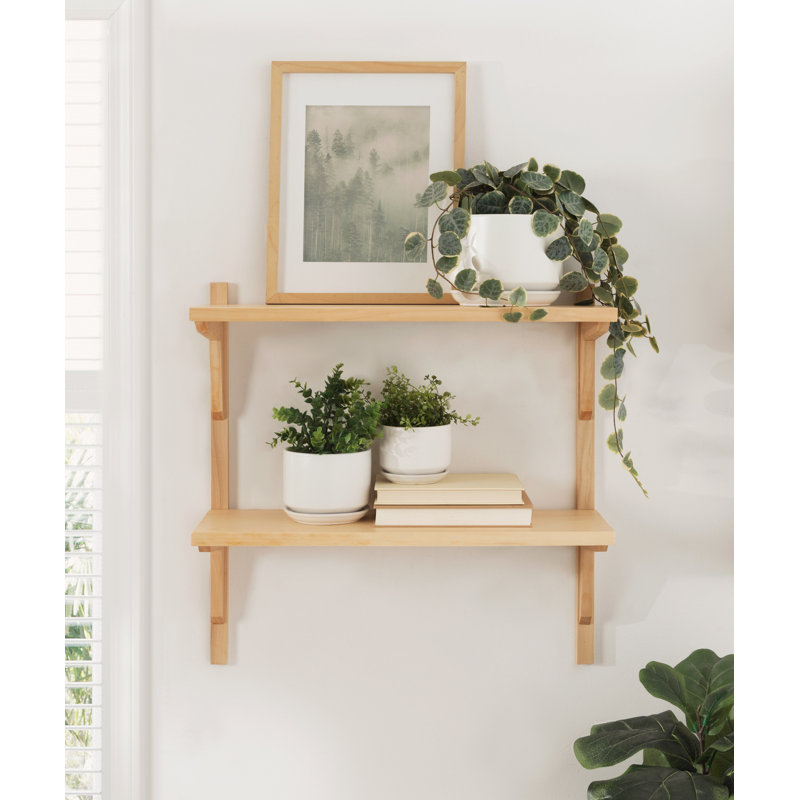 Baez 2 Piece Poplar Tiered Shelf, Natural