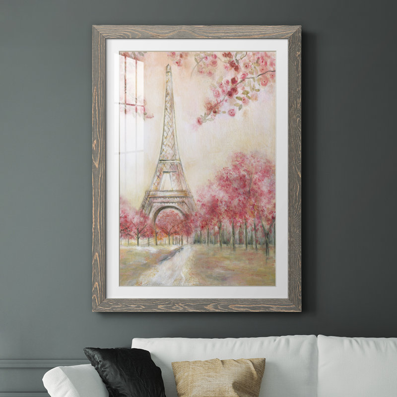 Printemps de Paris - Peinture sur papier encadrée, H 37,5 po x l 27,5 po x P 1,5 po, Cadre en papier gris