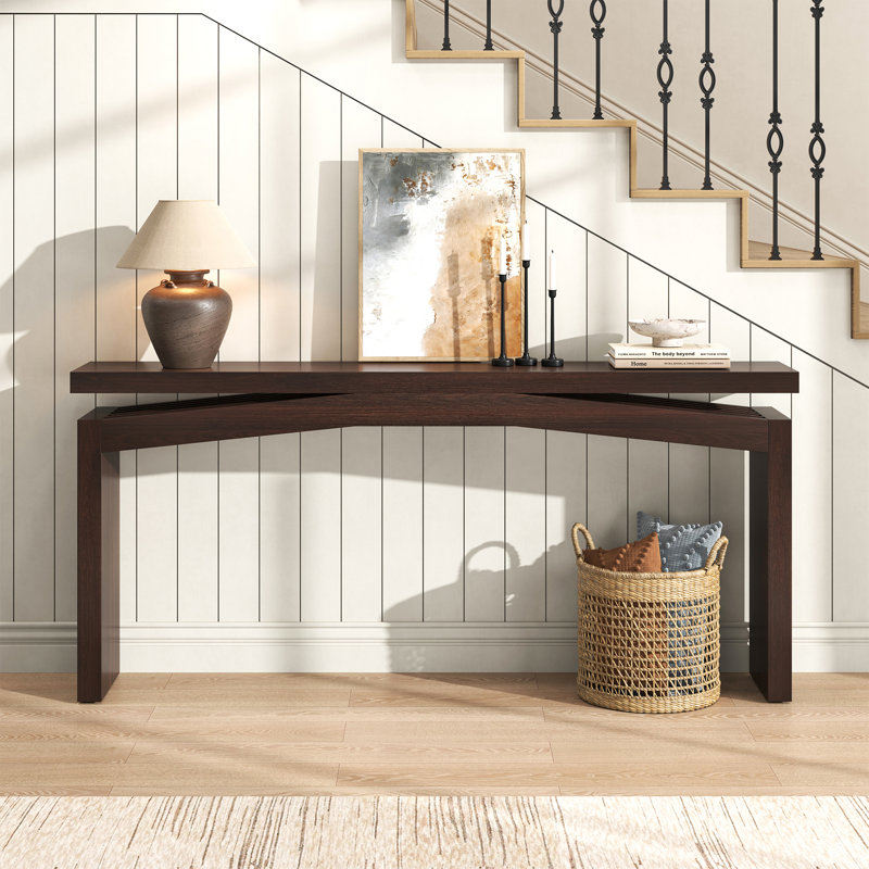 63-Inch Wood Console Sofa Table For Entryway Living Room, Dark Brown Wood