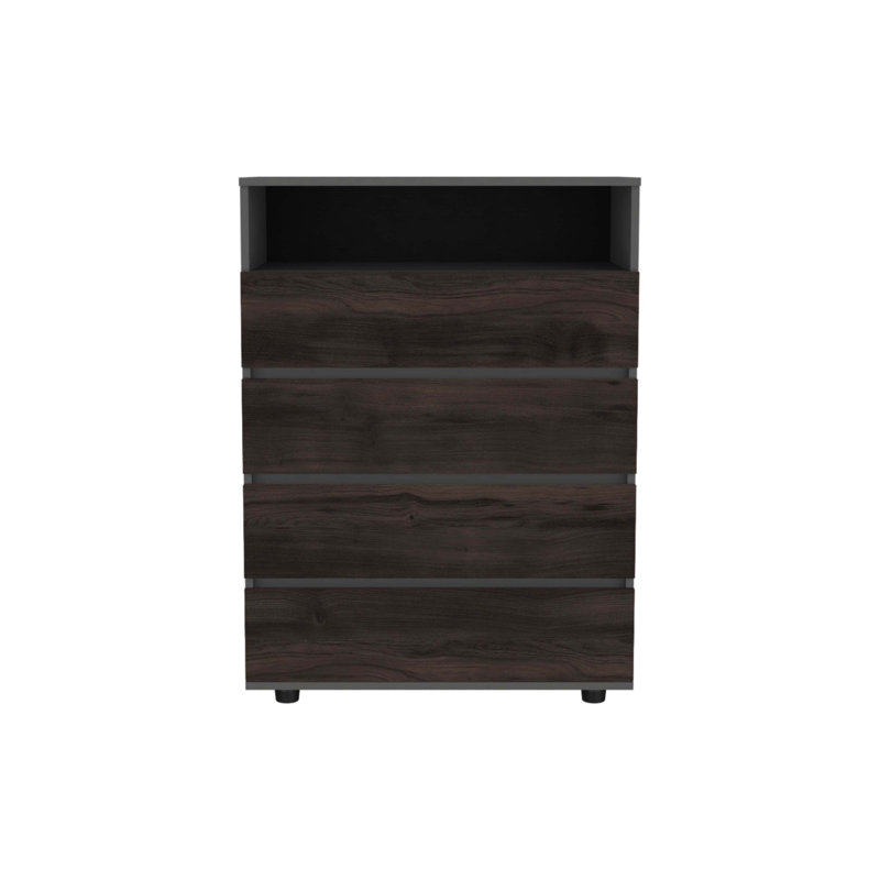 Commode 4 tiroirs avec rangement spacieux et poignées modernes