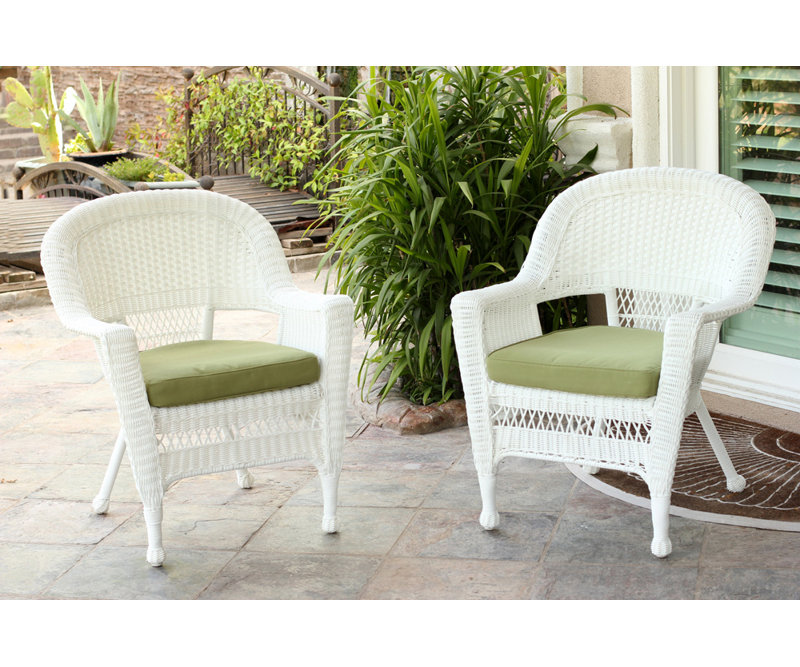 Chaise de patio avec coussins, Vert sauge, Blanc