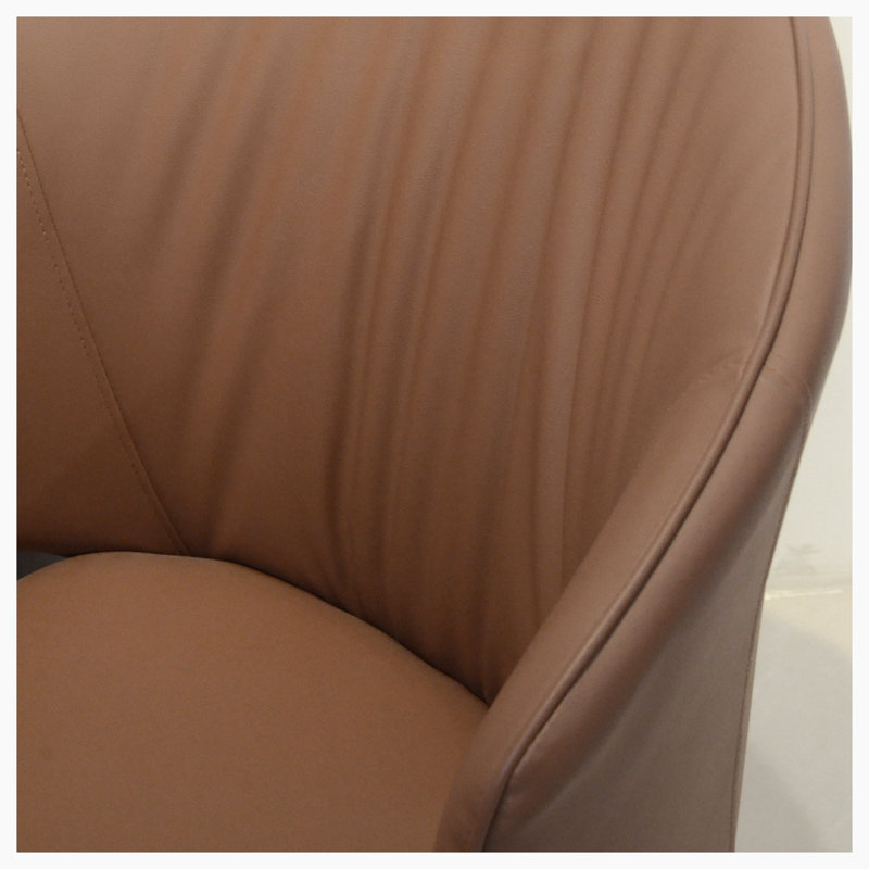 Chaise d'appoint en cuir Keldin, Similicuir brun clair