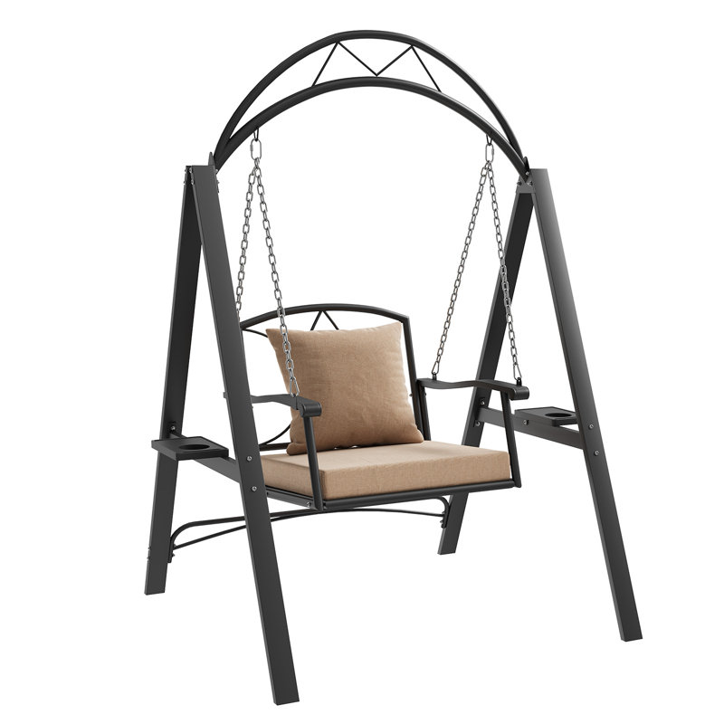 Balançoire extérieure avec support, coussins et porte-gobelets double face