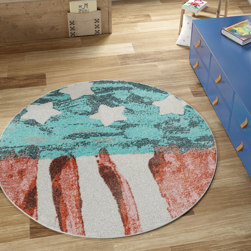 Unique Loom Americana Whimsy Kids Rug, Round 5'1"