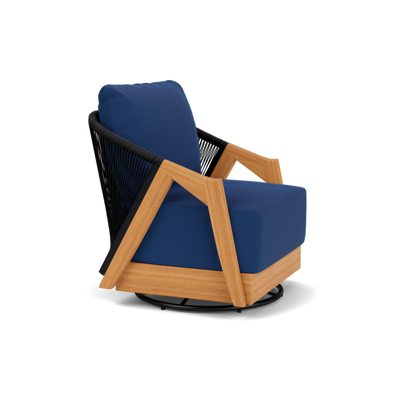 Alpine Outdoor Teak Swivel Armchair, Flagship Lapis