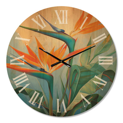 Horloge à oiseaux, profil sur grand paradis, imprimé sur bois