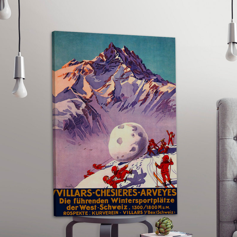 « villars », affiche rétro sur toile tendue, H 18 po x l 12 po