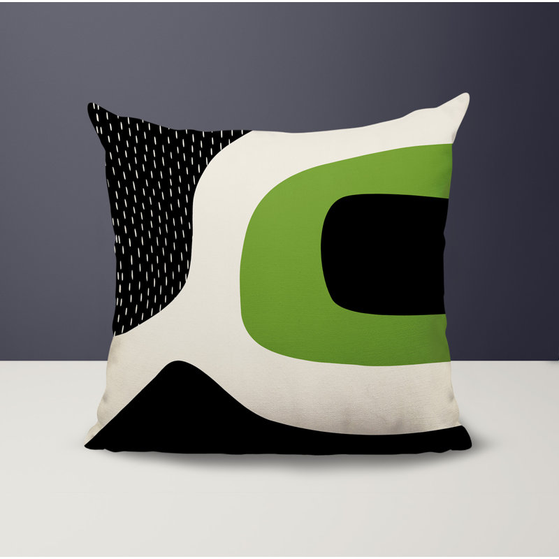 Coussin carré intérieur / extérieur pia, H 17 po x l 17 po, Chartreuse/Black/Off-White
