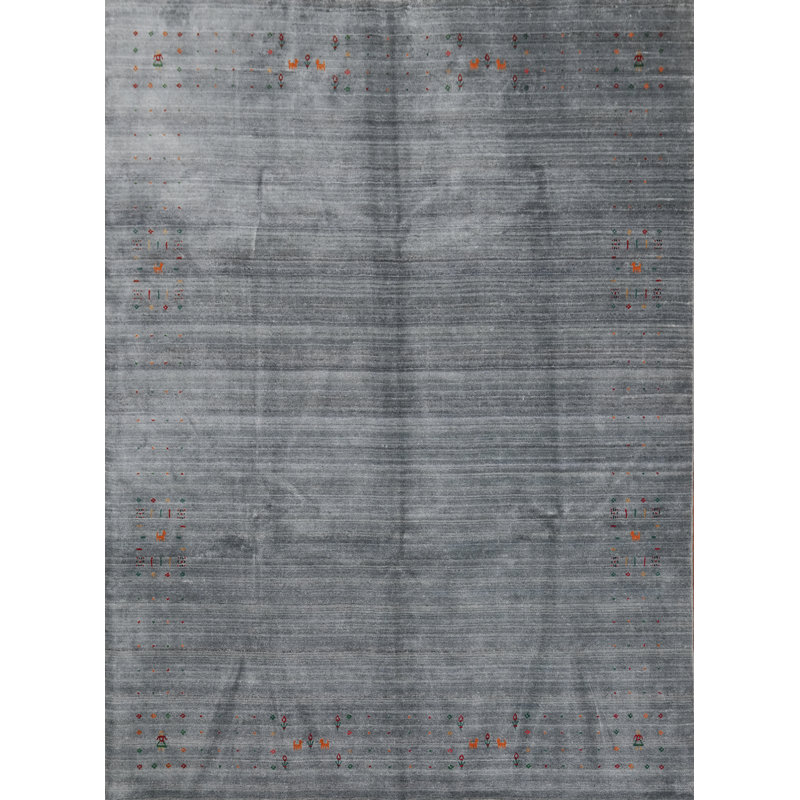 Grey/ Blue Silk Gabbeh Style Oriental Area Rug 8x10