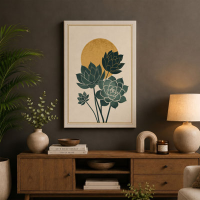 Layered Lotus Blooms Botanical - Wrapped Canvas