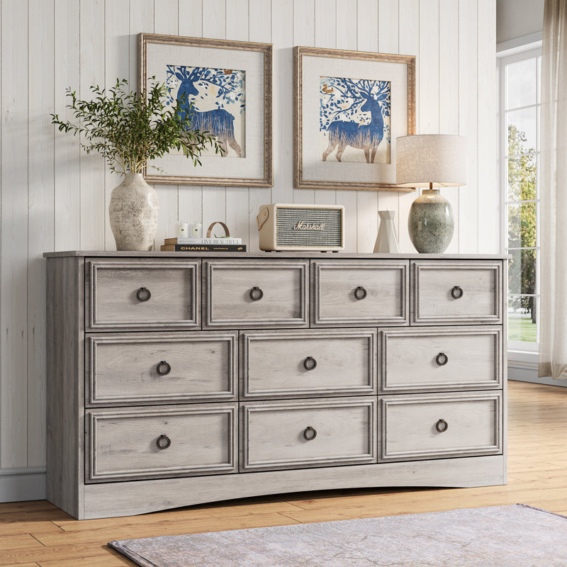 Meuble télé 10 tiroirs Breakwater Bay, commode pour chambre à coucher, commode pour salon, Gris
