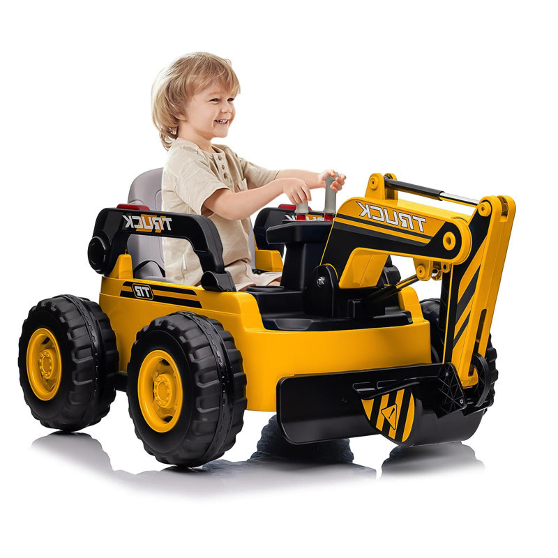 Ride On Excavator For Kids, 4WD Electric Excavator Toy, Jaune