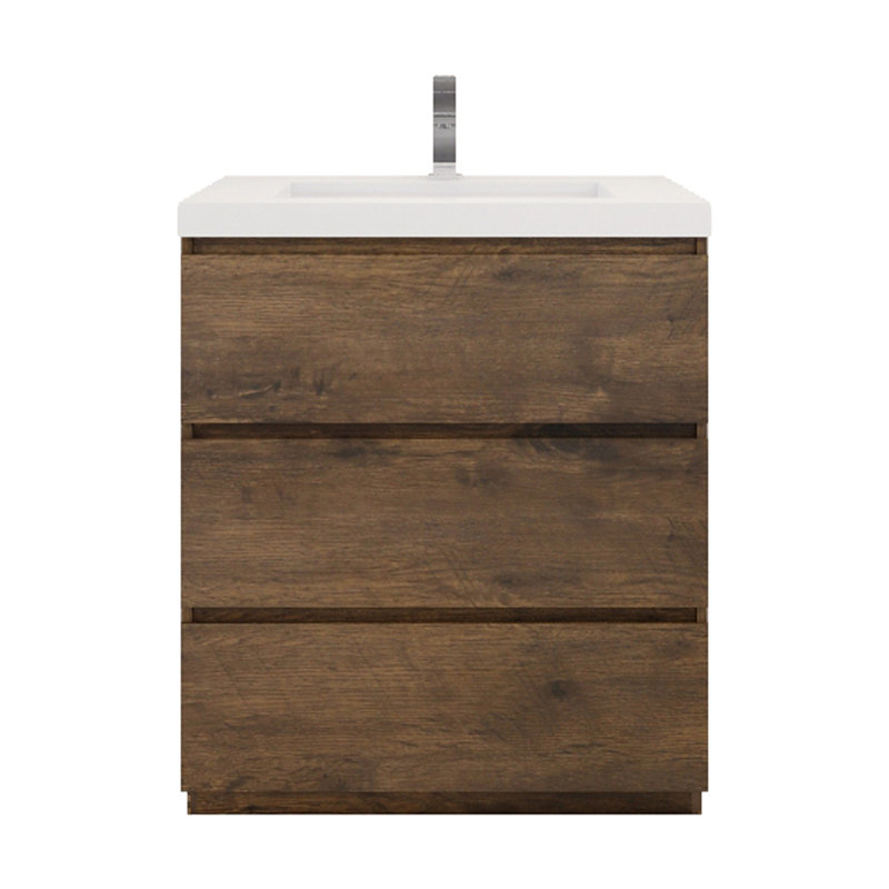 Lawncrest 29.5 " W Freestanding Standard 1 Single Vanity Bathroom Vanity With Acrylic Top, Rosewood