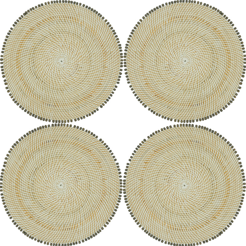 Dempsey Rattan Round Placemat, Gray