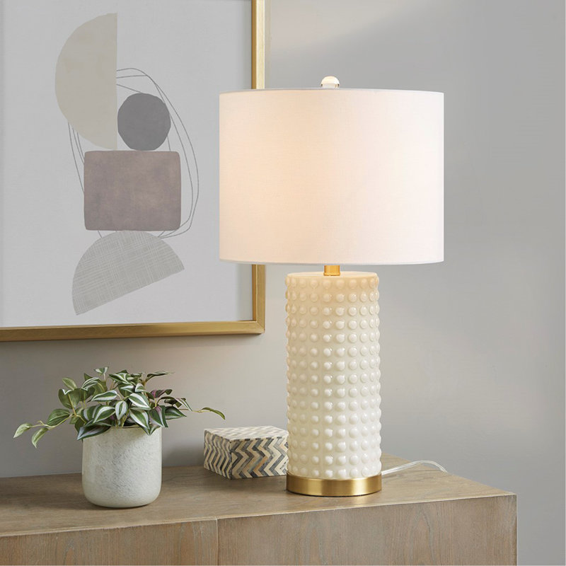 Lampe de table texturée à pois