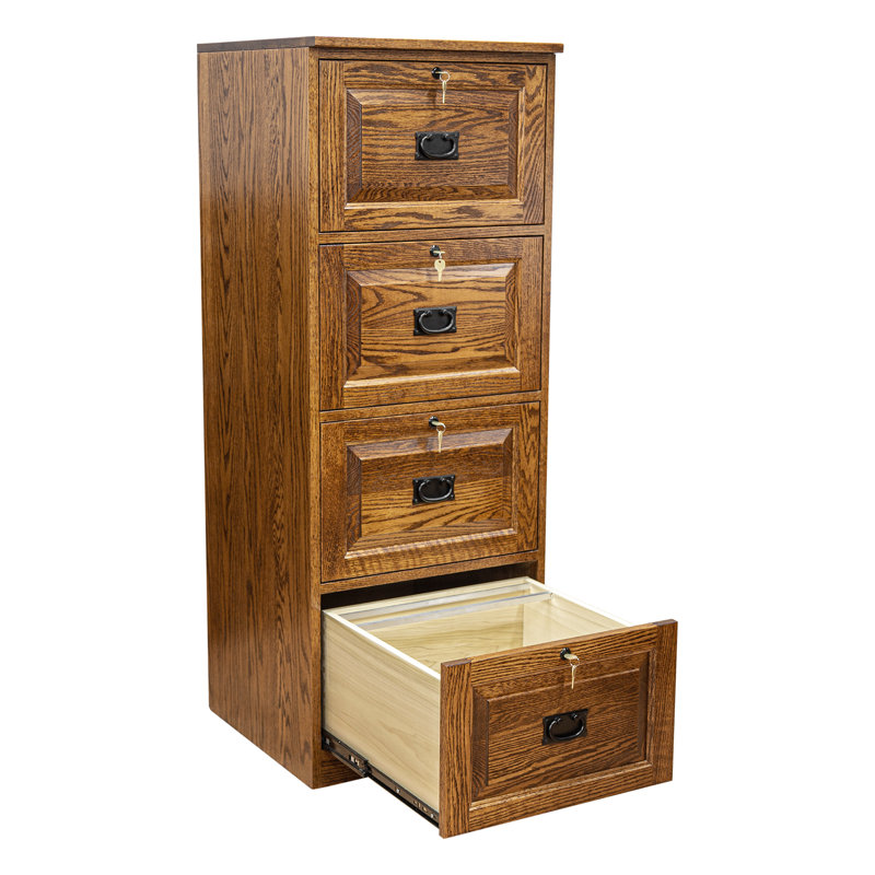 Dorcas 21'' Wide 4 -Drawer Solid Wood File Cabinet, Cherry