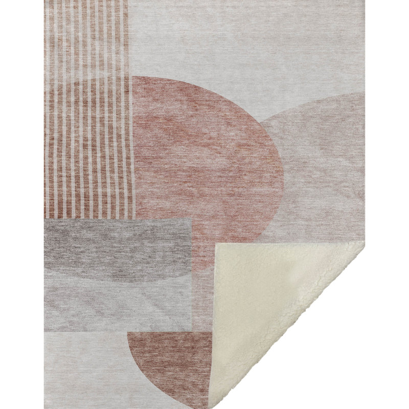 Jeté Art déco en sherpa Addison, Cuivre géométrique 2
