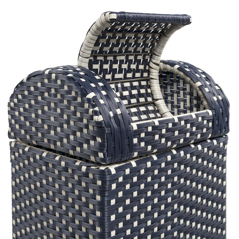 Poubelle escamotable Darla, 14,27 gal, Bleu marine/blanc
