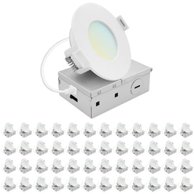 LUXRITE 3 In. LED Recessed Light, ECO Backlit Mini Panel Spotlight, 5CCT 2700K-5000K, 660LM, 8W, 100° Beam, Dimmable TRIAC 10%–100%, ETL Rated 48 Pack