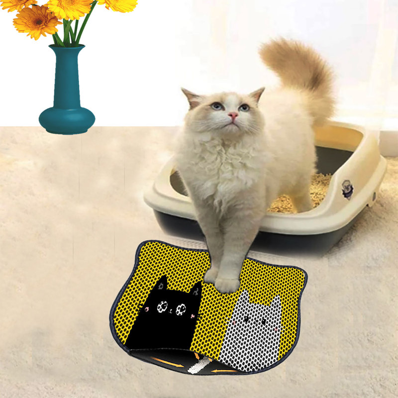 Tapis de litière durable pour chat, 15,7 po x 19,7 po | 50% PVC / 50% polyester, lavable à la machine et passer l'aspirateur | Parfait pour un nettoyage facile, conception antidérapante pour garder votre maison propre et fraîche, idéal pour les propriétaires d'animaux de compagnie