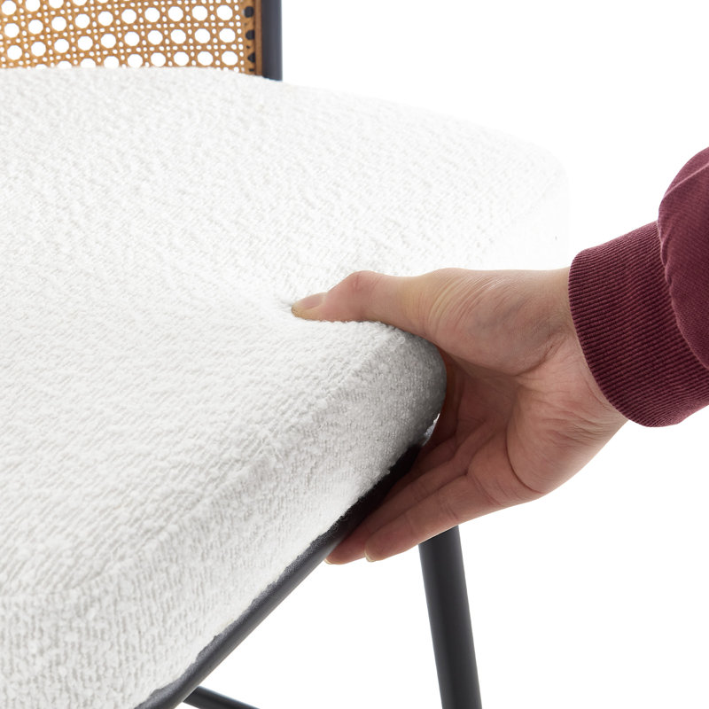 Tabouret de bar et de comptoir rembourré Cane, Blanc, 2, Tabouret de comptoir (siège d'une hauteur de 26 p