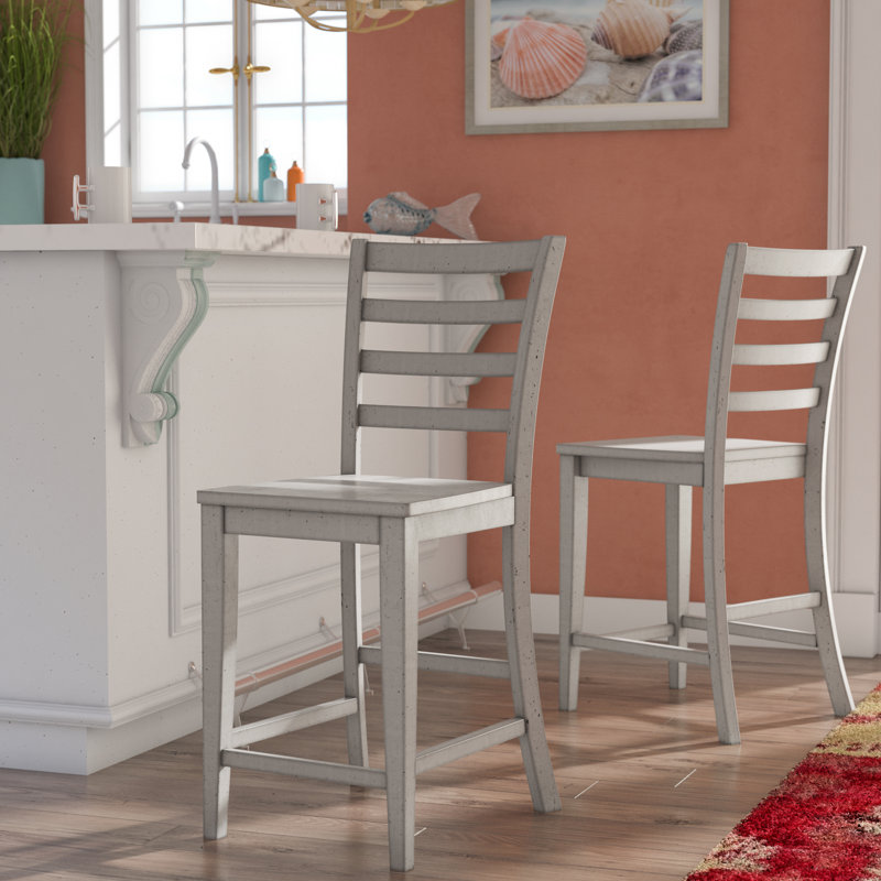 Kewaunee Solid Wood Counter Stool, Gray