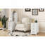 Table de bout avec 3 tiroirs, table de coin avec 2 tablettes ouvertes, table d'appoint haute pour chambre et coin, blanc