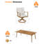 Ensemble repas d'extérieur en aluminium, chaises pivotantes et table avec trou pour parasol Seehill-110924312-110924313