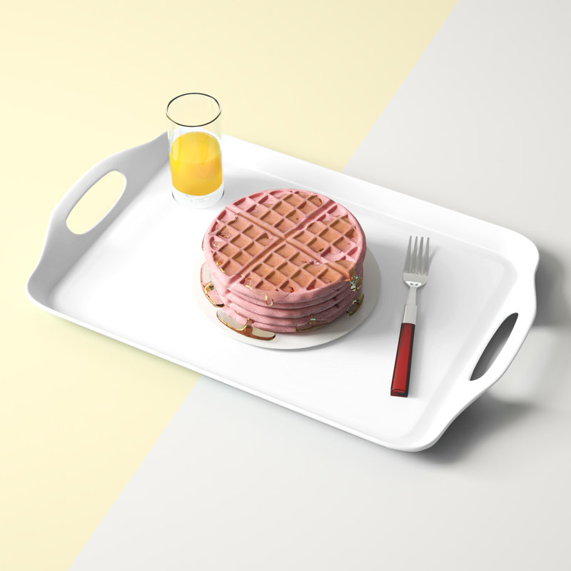 Reston Lloyd Multi-Purpose 18" Rectangle Melamine Plastic Handled Tray, White