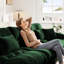 Canapé-lit 2 places en chenille avec un design exquis et des coussins lombaires pour une combinaison de salon flexible, des repose-pieds mobiles confortables