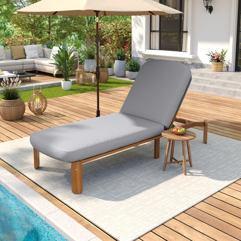 Outdoor Chaise Lounge Adjustable Patio Chaise Outdoor Reclining Chair Pool Lounge Chair with Adjustable Backrest for Patio, Poolside or Beach