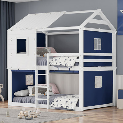 Lit superposé en bois avec tente