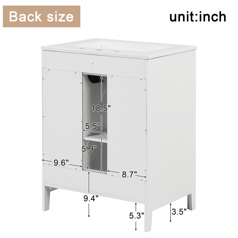 Ensemble de meuble-lavabo simple 24 po Rashawd, Gris