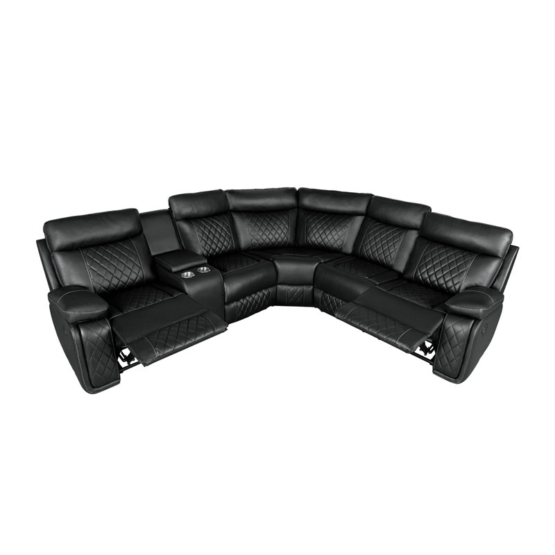 Fauteuil inclinable manuel de cinéma maison avec porte-gobelet, canapé inclinable avec rangement en polyuréthane pour le salon, cinéma maison, noir