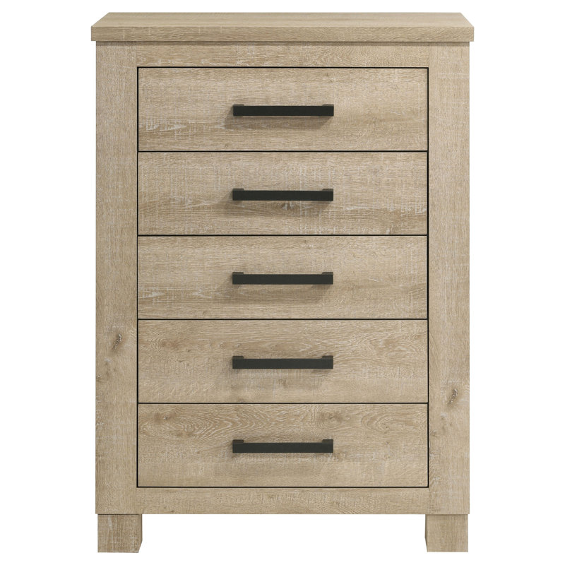 Commode 5 tiroirs en chêne vieilli