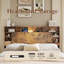 Structure de lit grand en bois durable avec rangement et éclairage à DEL