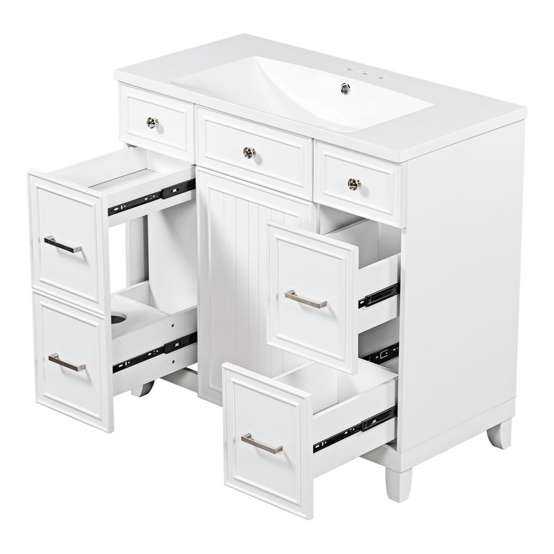 Meuble-lavabo simple avec plateau en résine Milous, Blanc