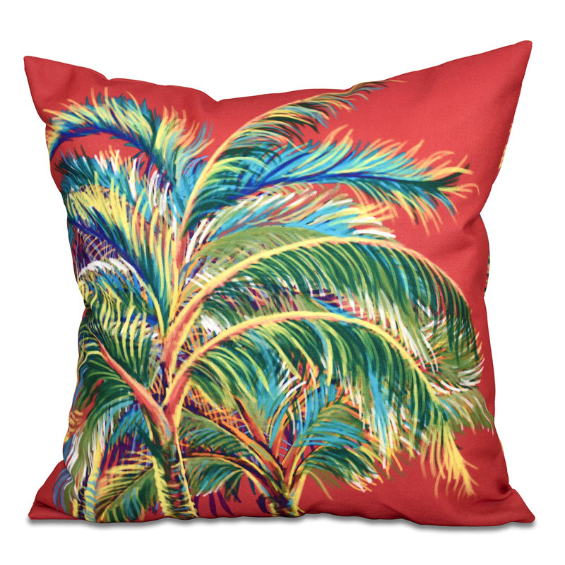 Coussin décoratif réversible intérieur / extérieur Beach Holiday, 20 po x 20 po, Corail